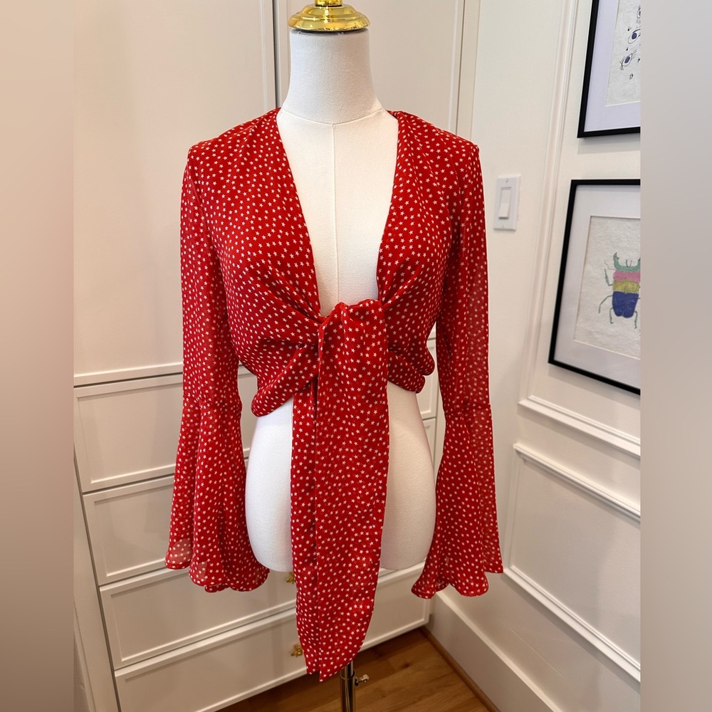 Urban outfitters red with stars wrap crop top